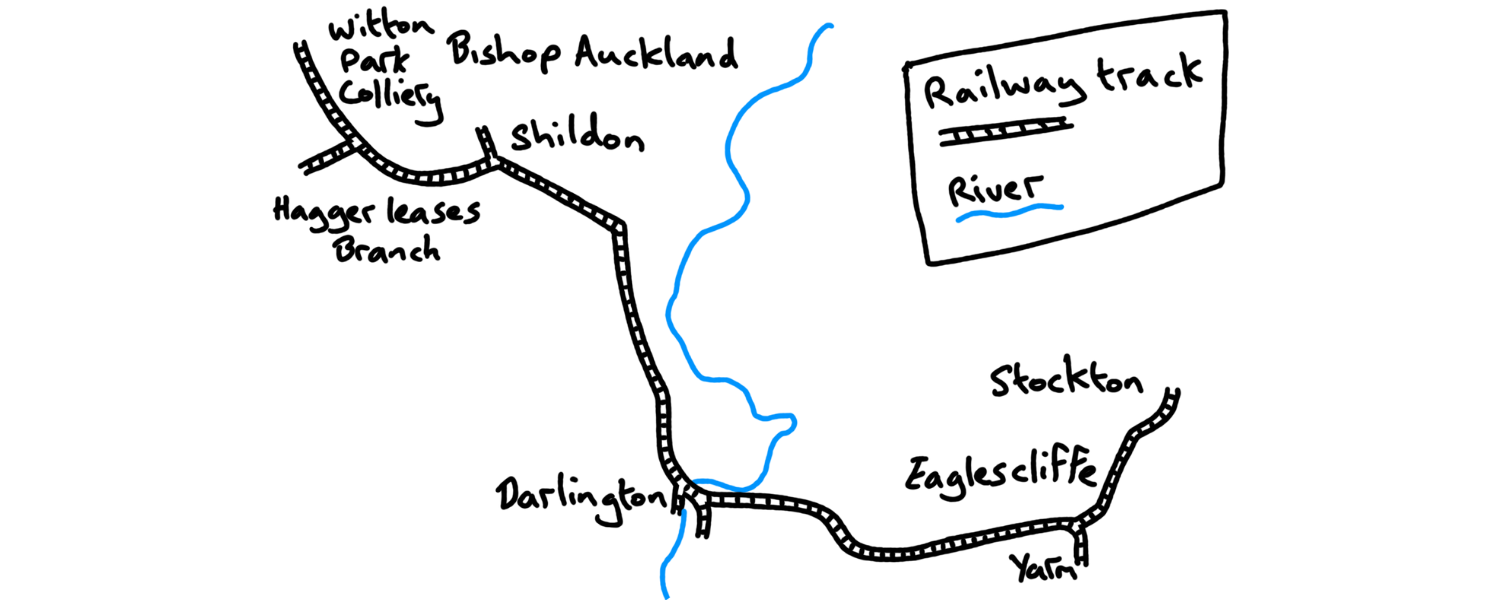 Map of the Stockton and Darlington rail line