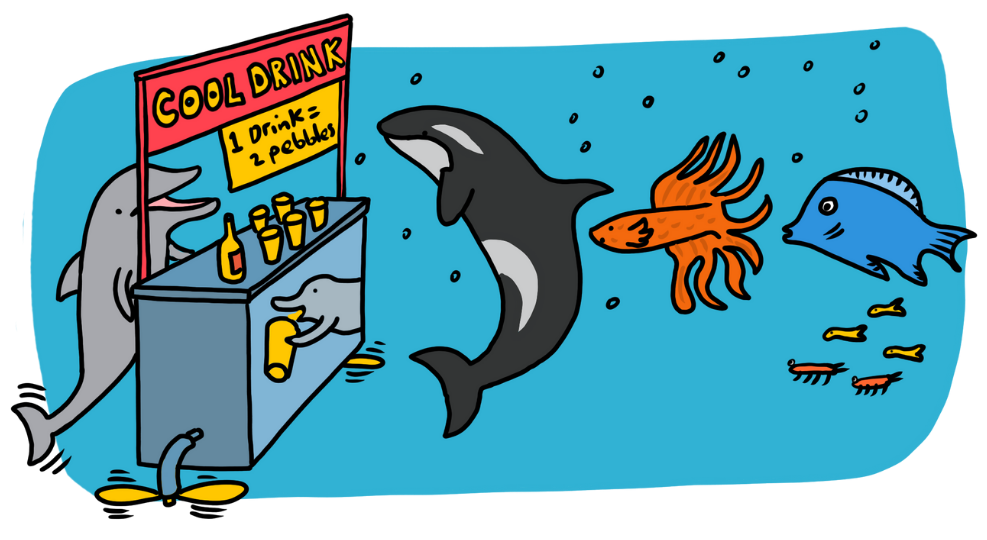 Fishing get a cool drink