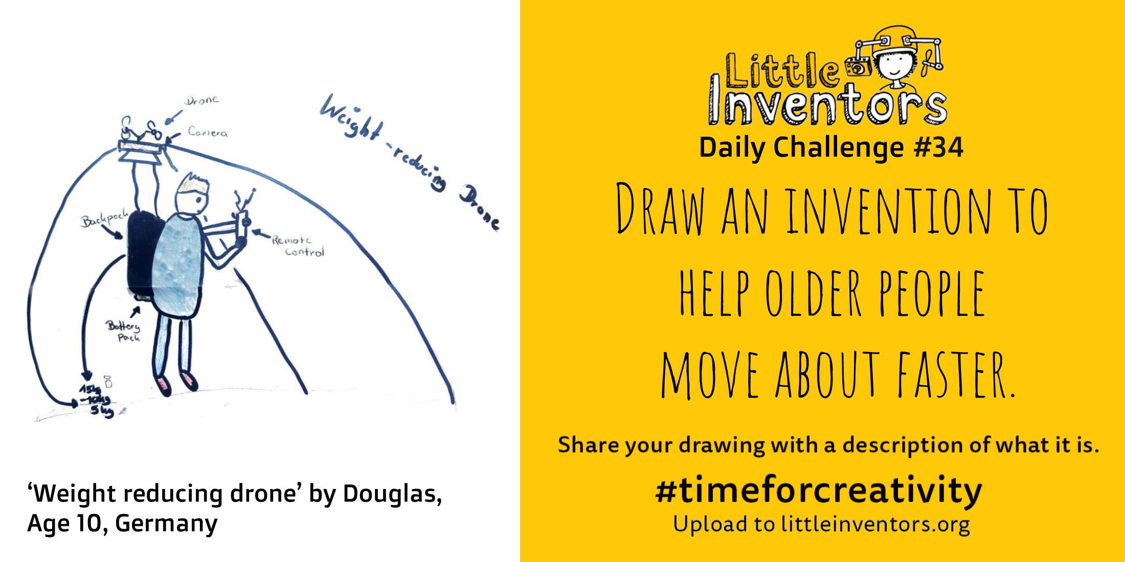 Little Inventors Challenge 34 : Draw an invention to help older people   move about faster.